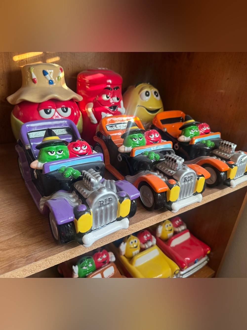 Halloween Spooky RIP Purple and Red M&M Character Toy Car collectable- Pack of 3